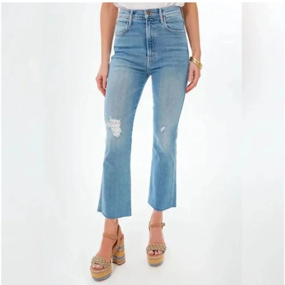 MOTHER High Waisted Smokin’ Double Ankle Fray Jeans Size 33